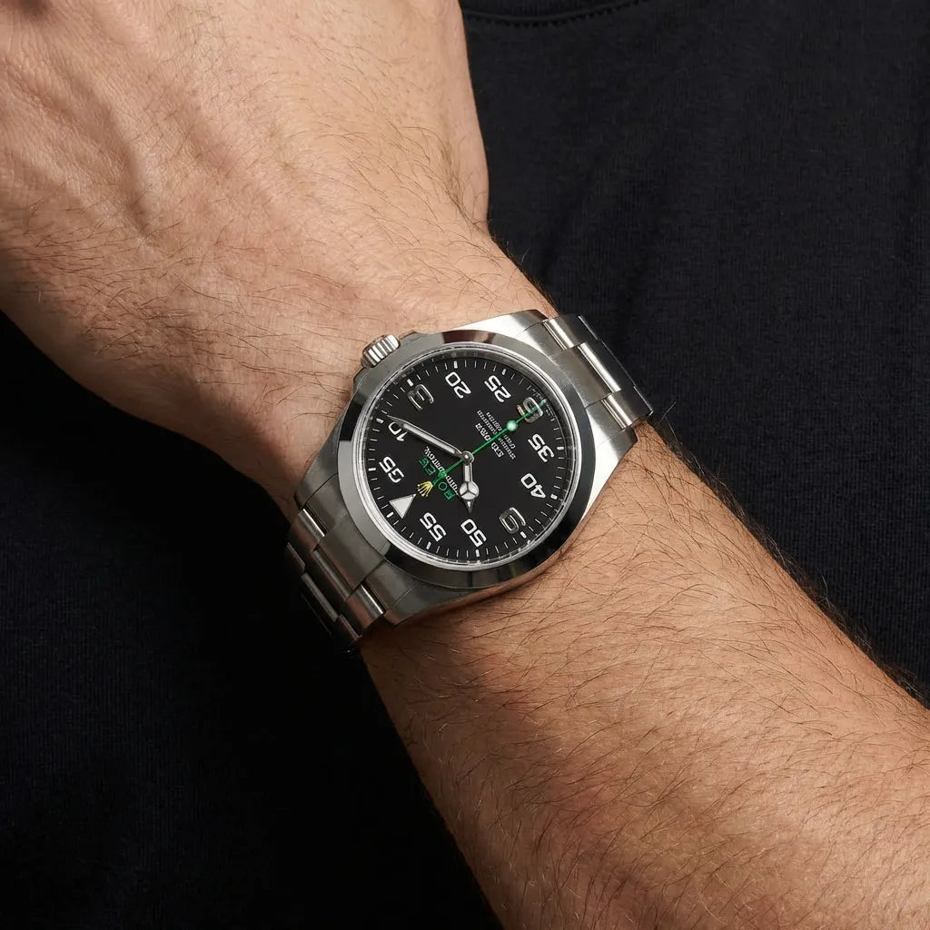 Oyster Perpetual Air King Green Hand Mens Watch