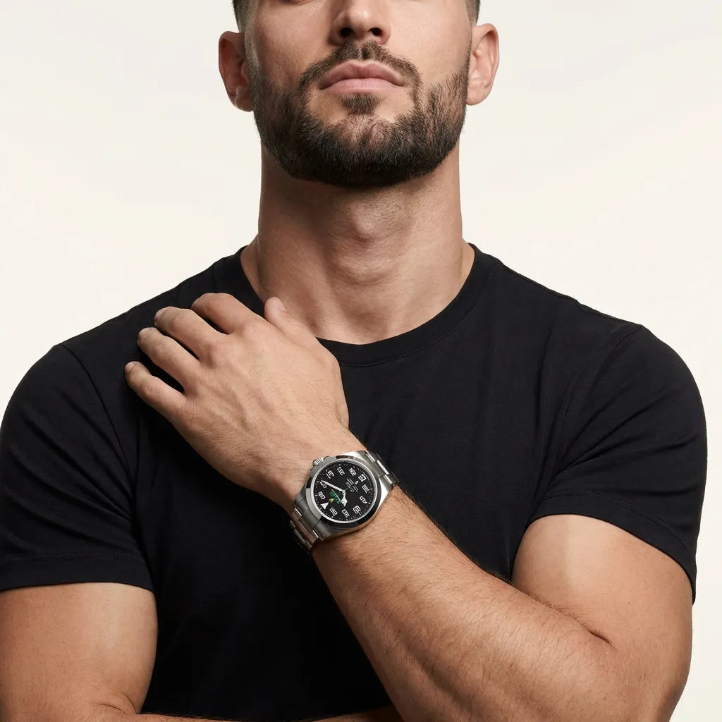Oyster Perpetual Air King Green Hand Mens Watch