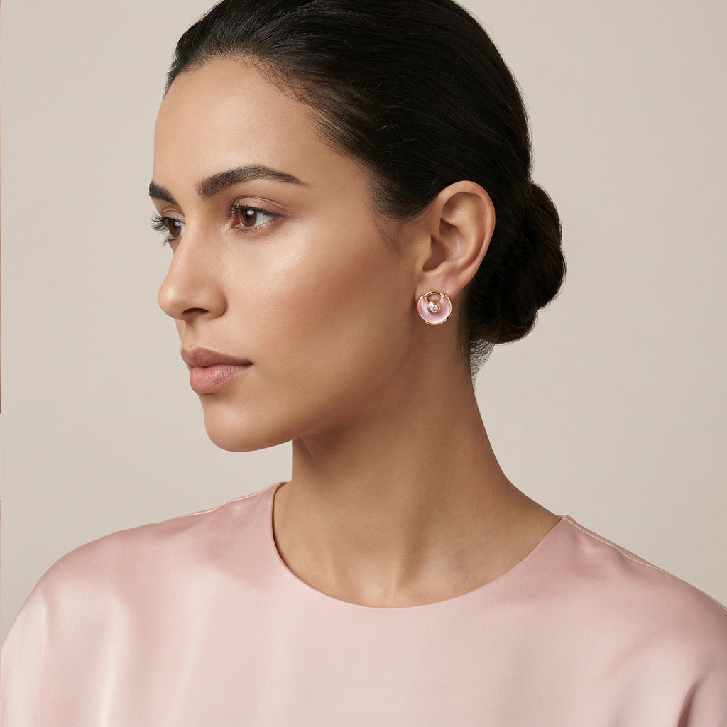 Pink Enamel Stud Earrings