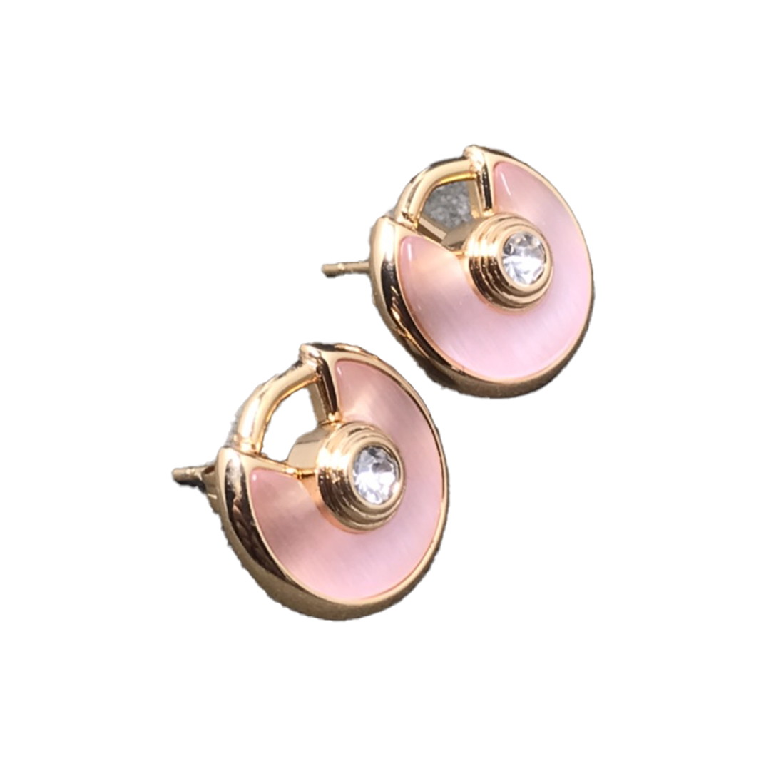 Pink Enamel Stud Earrings