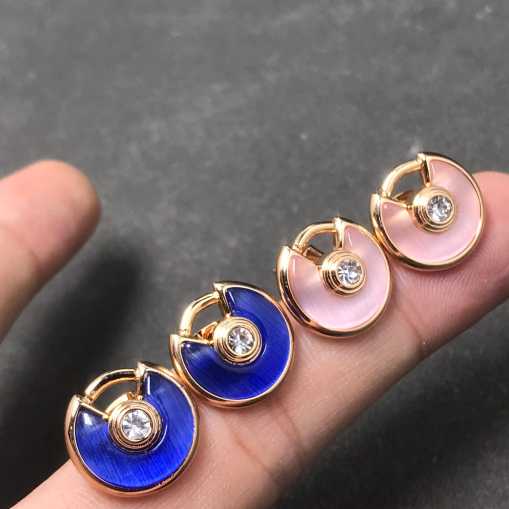 Pink Enamel Stud Earrings