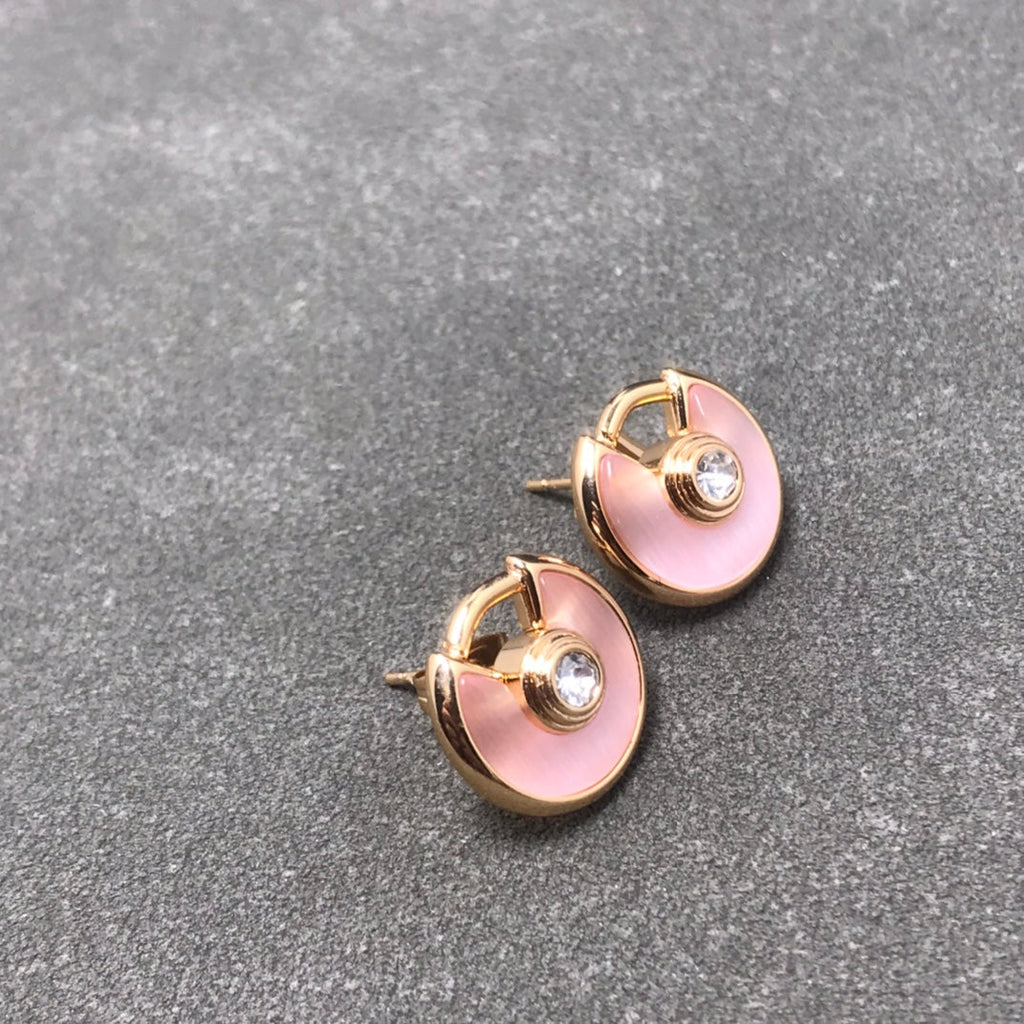 Pink Enamel Stud Earrings