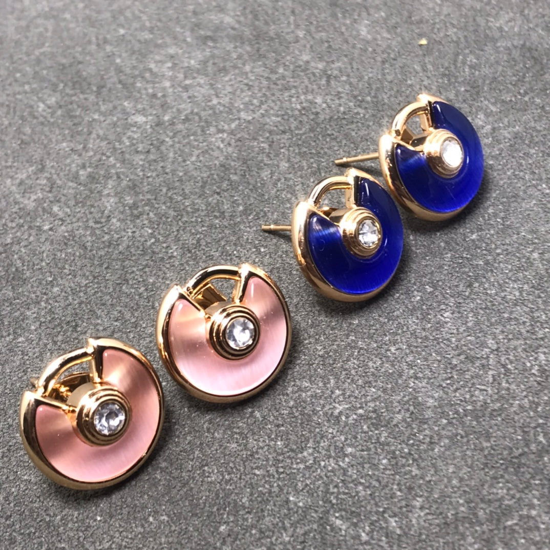 Pink Enamel Stud Earrings