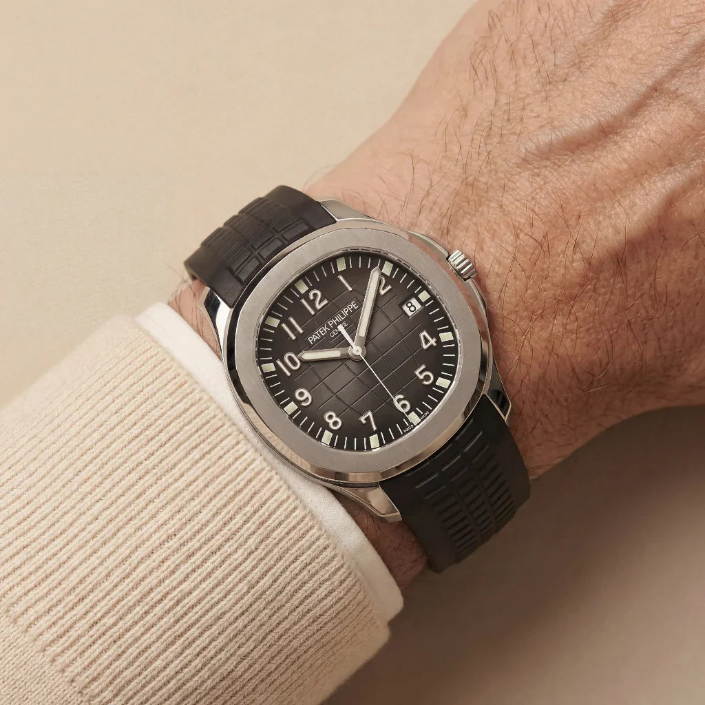PP Black Dial Rubber Strap Stainless Steel Watch