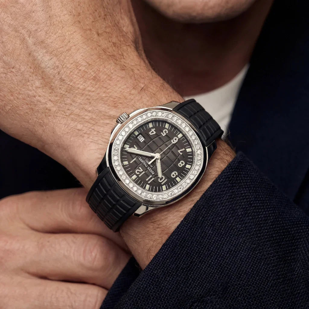PP Black Dial Stone Set Stainless Steel Watch