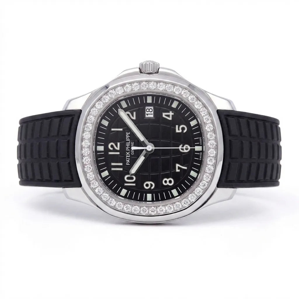 PP Black Dial Stone Set Stainless Steel Watch