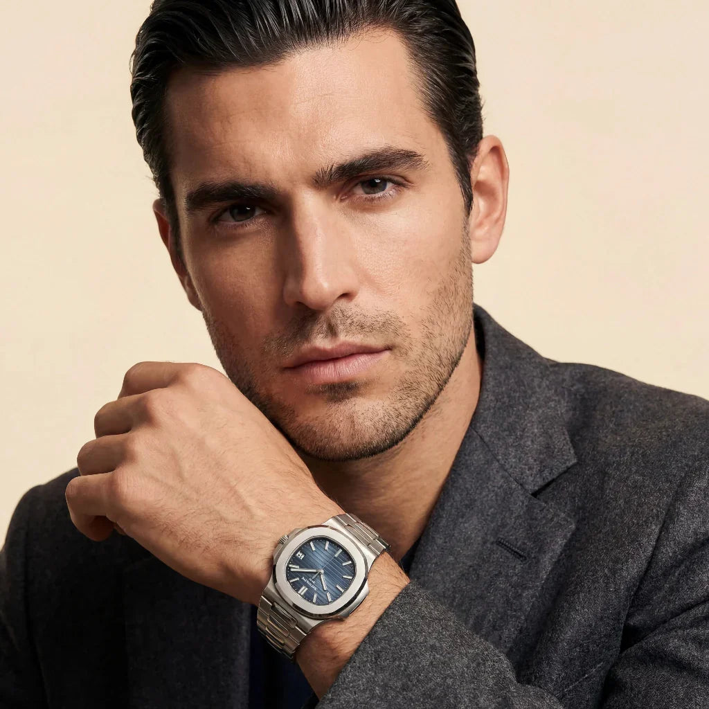 PP Blue Horizontal Dial Stainless Steel Bracelet Watch
