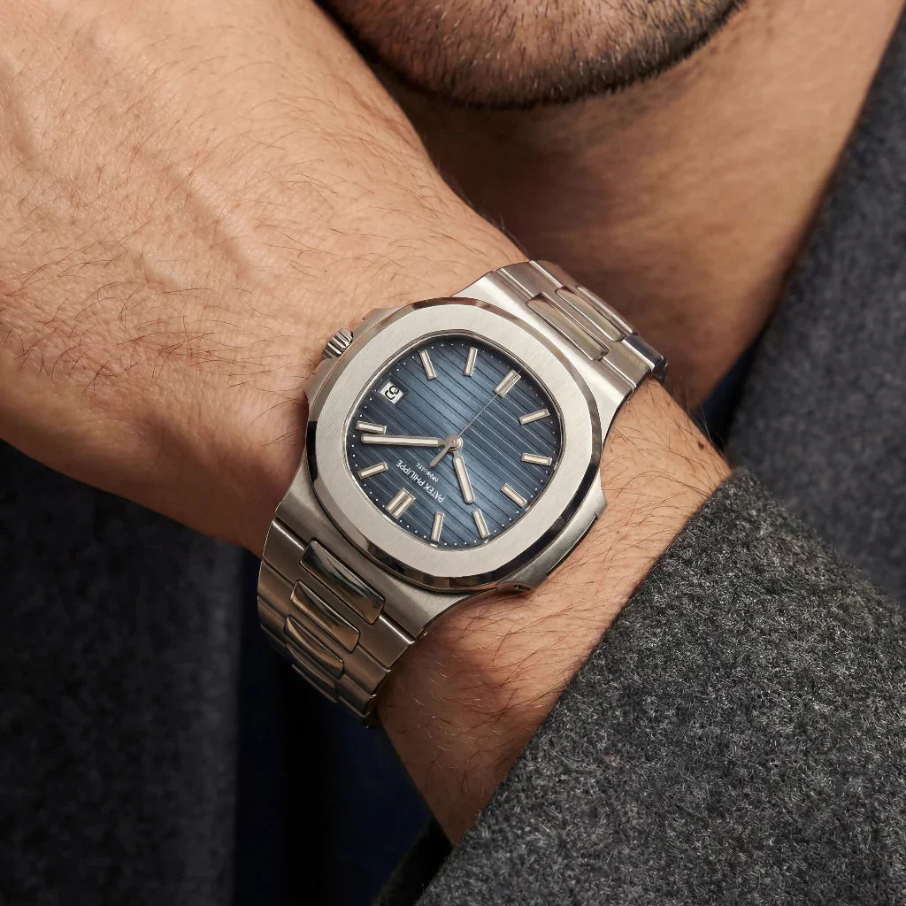 PP Blue Horizontal Dial Stainless Steel Bracelet Watch