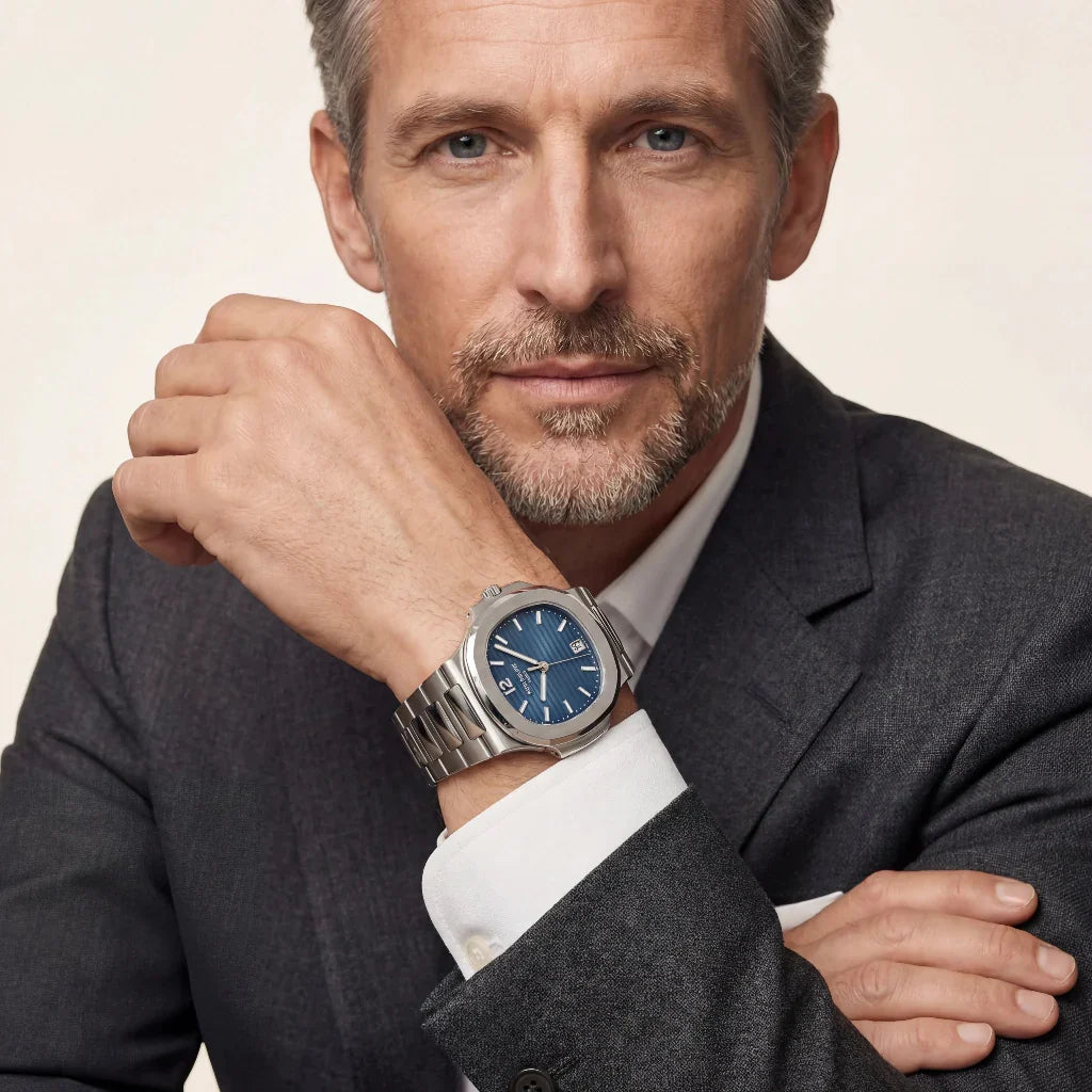 PP Blue Wave Dial Stainless Steel Bracelet Watch