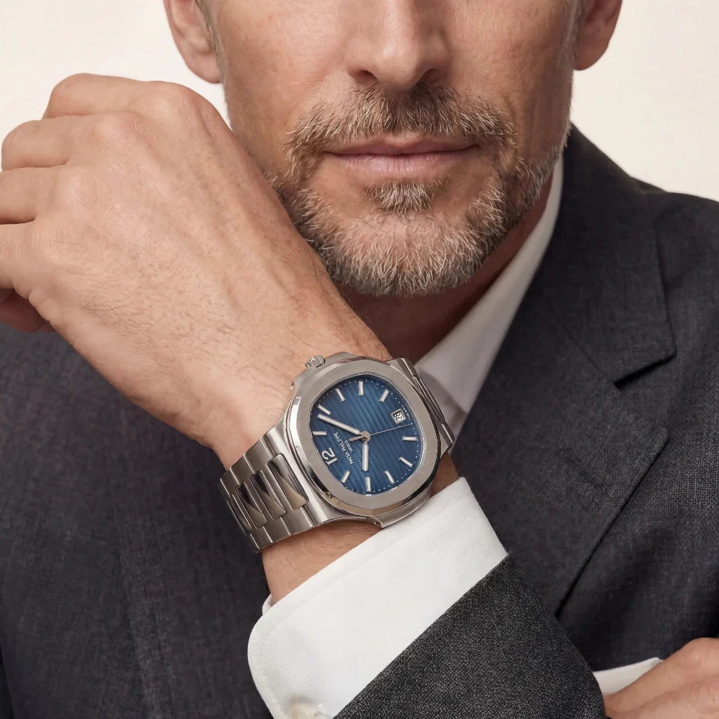 PP Blue Wave Dial Stainless Steel Bracelet Watch