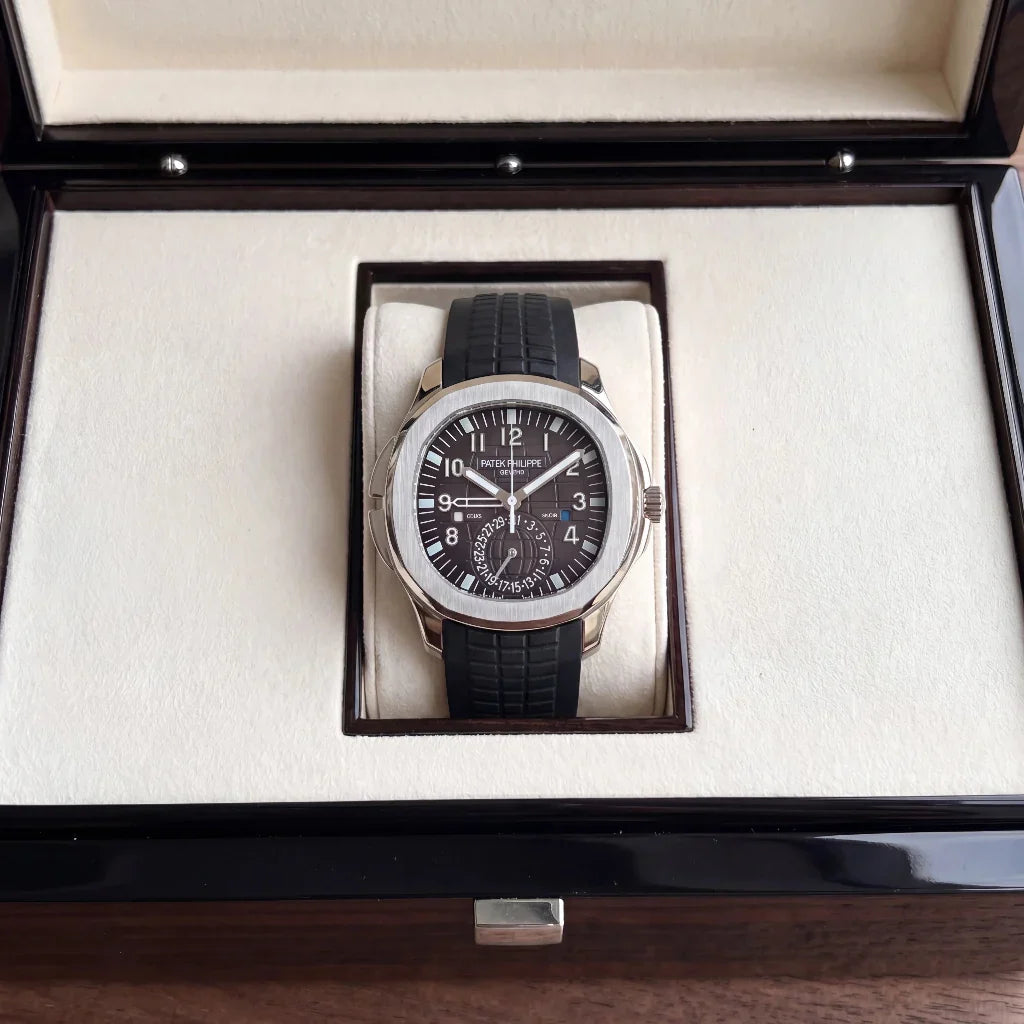 PP Brown Dial Rubber Strap Stainless Steel Watch