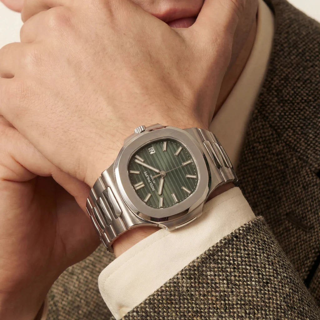 PP Olive Horizontal Dial Stainless Steel Bracelet Watch
