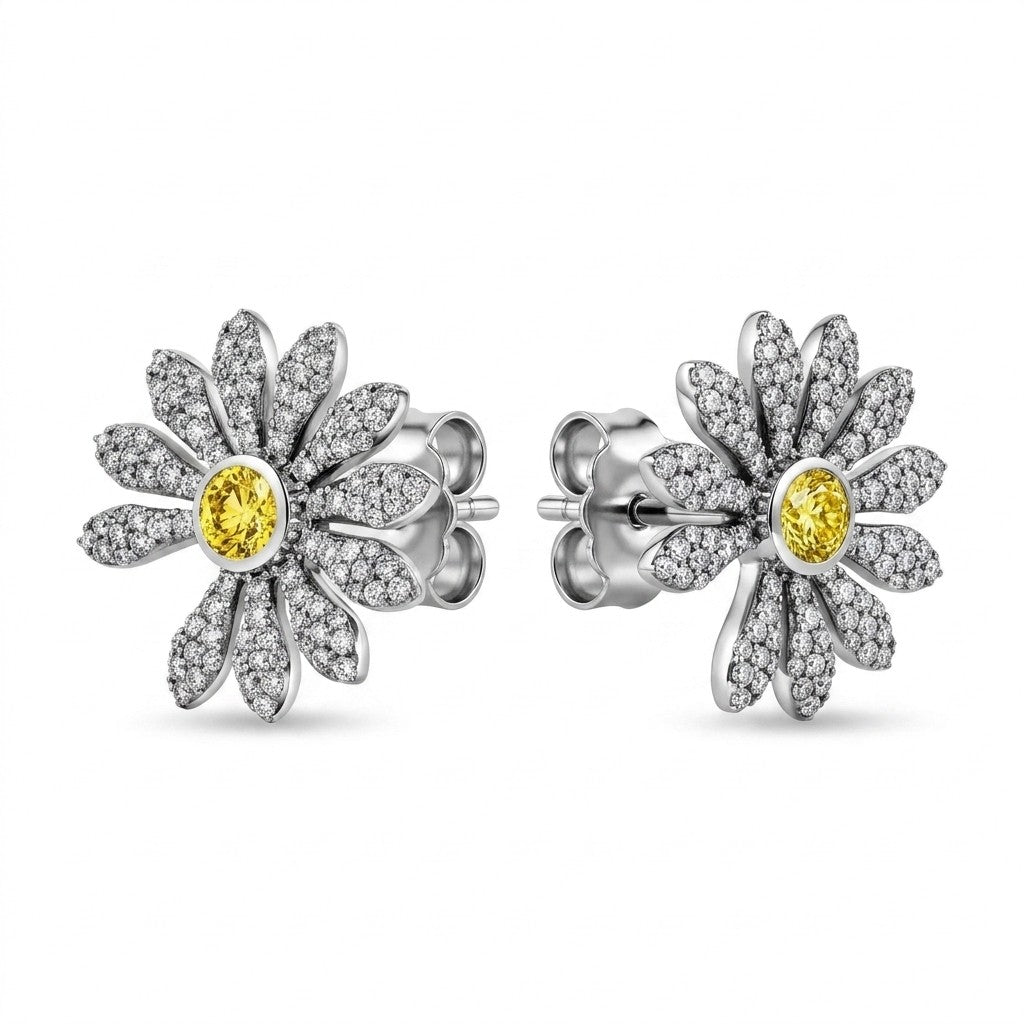 Daisy Pavé Radiance Stud Earrings Peaceminusone Inspired