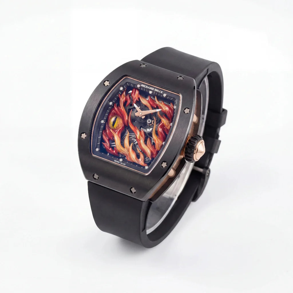 RM Black Evil Eye Flame Motif Watch
