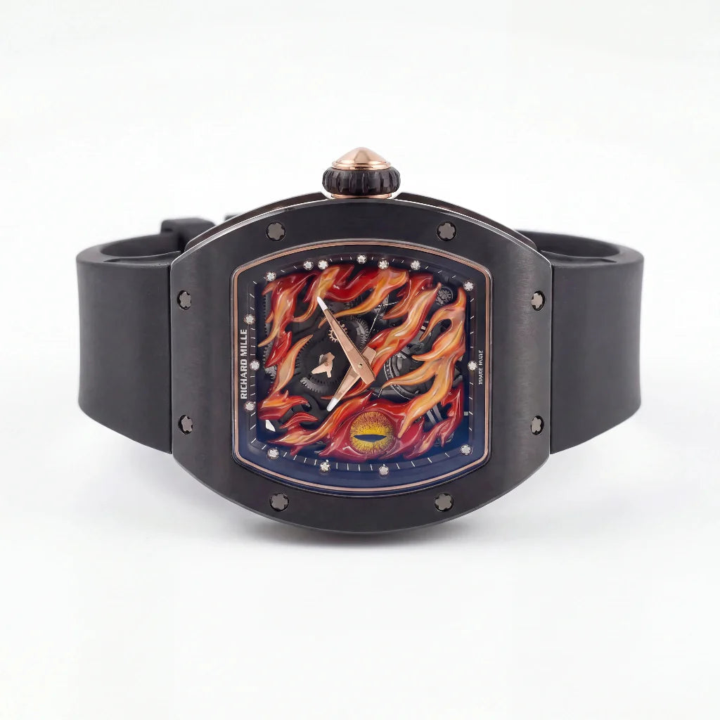 RM Black Evil Eye Flame Motif Watch