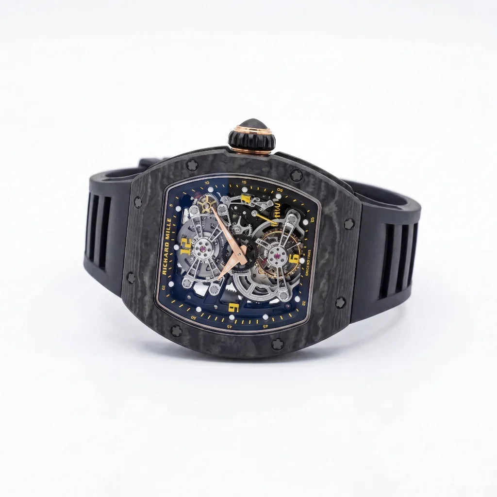 RM Black Textured Open Dial Watch