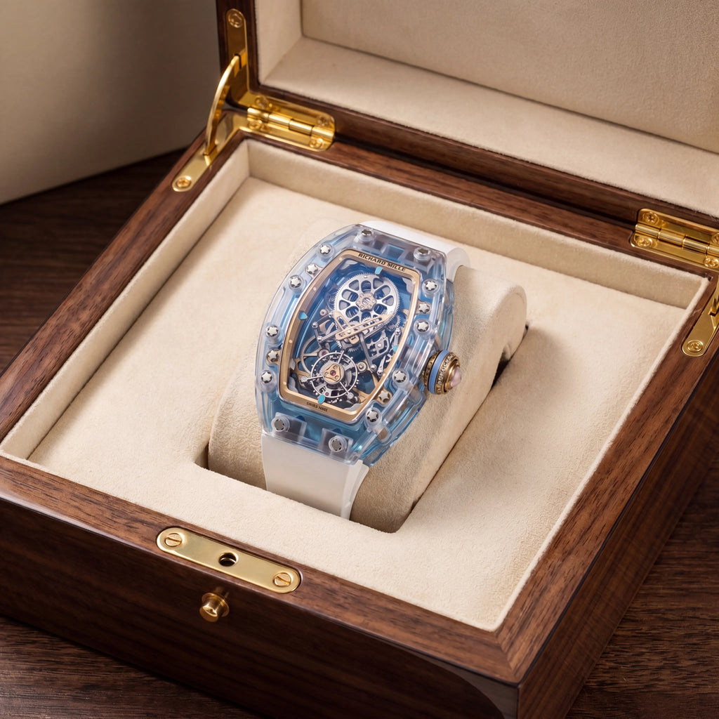 RM Clear Blue Skeleton Watch