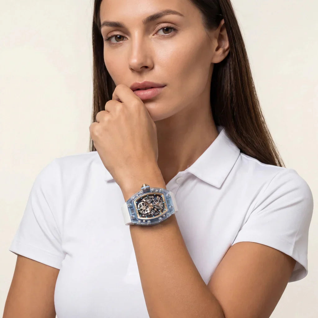 RM Clear Blue Skeleton Watch