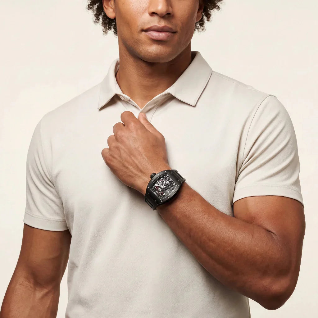 RM Matte Black Architectural Dial Watch