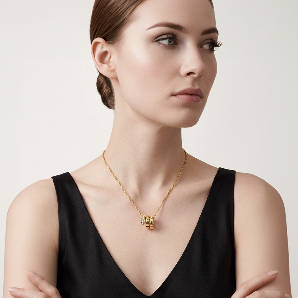 Serpenti Pavé Coiled Viper Pendant Necklace