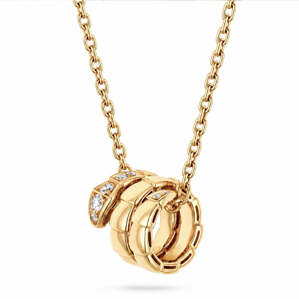 Serpenti Pavé Coiled Viper Pendant Necklace