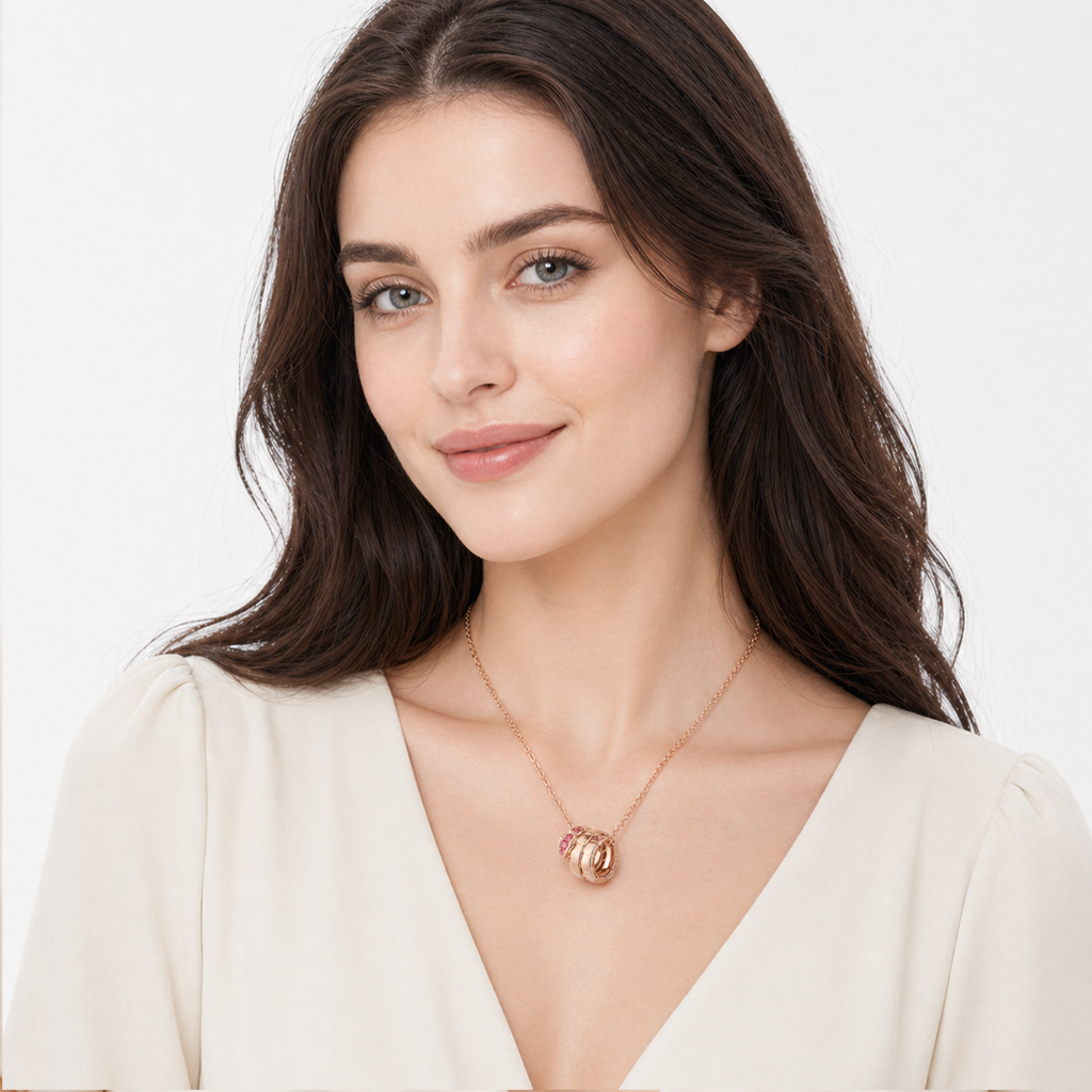 Serpenti Rose Pavé Coiled Viper Pendant Necklace