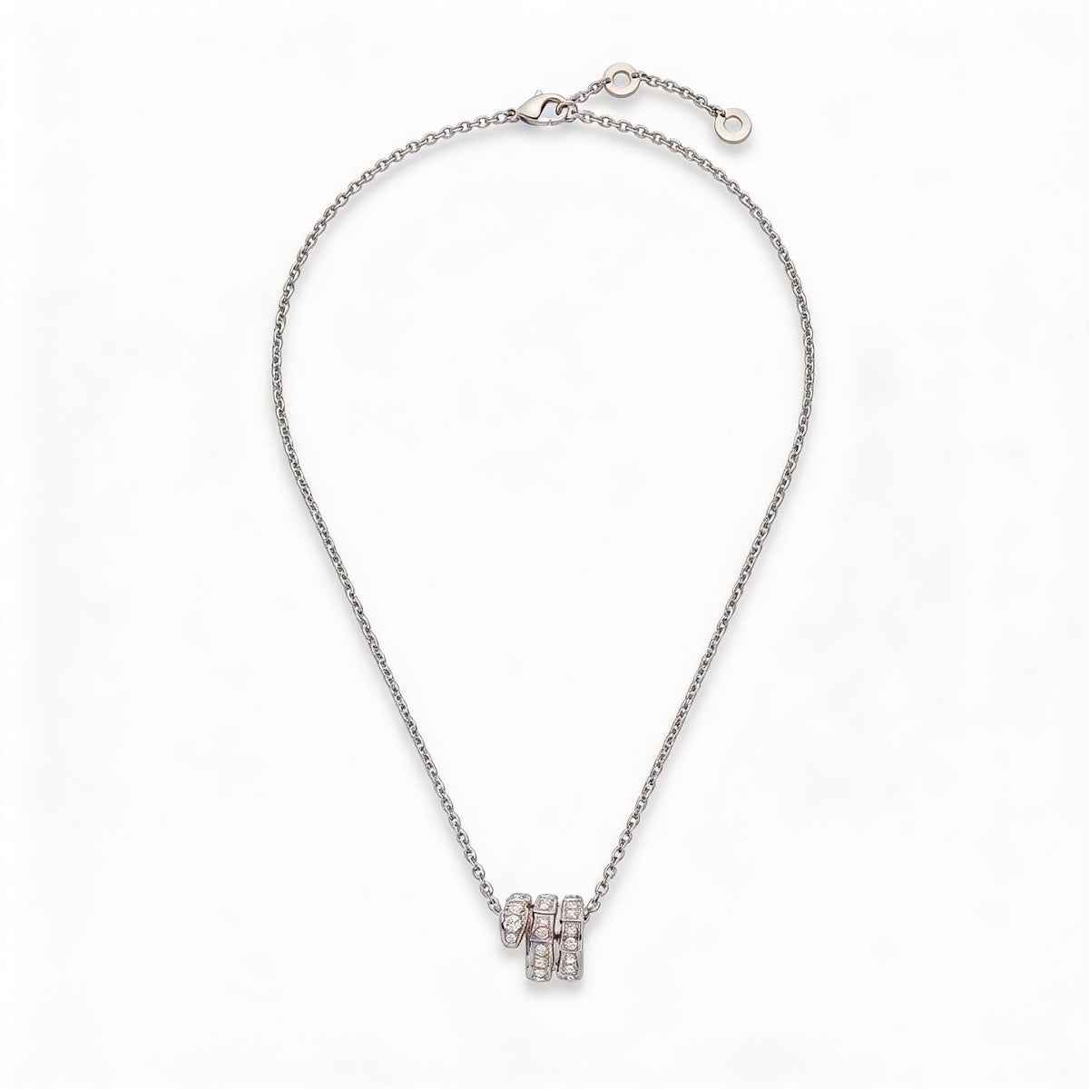 Serpenti Rose Pavé Crystal Coiled Viper Pendant Necklace