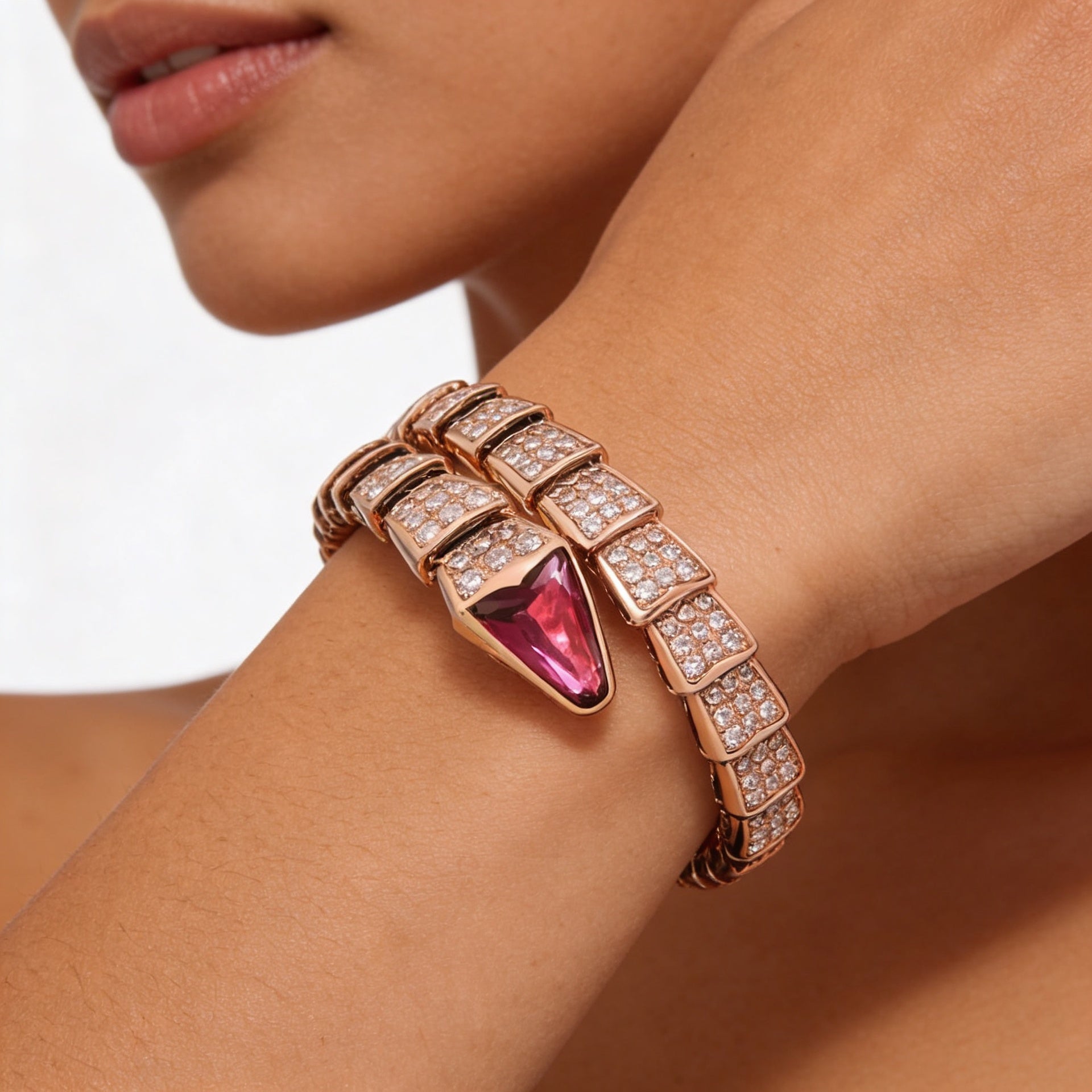 Serpenti Viper Pink Accent Scale Bracelet