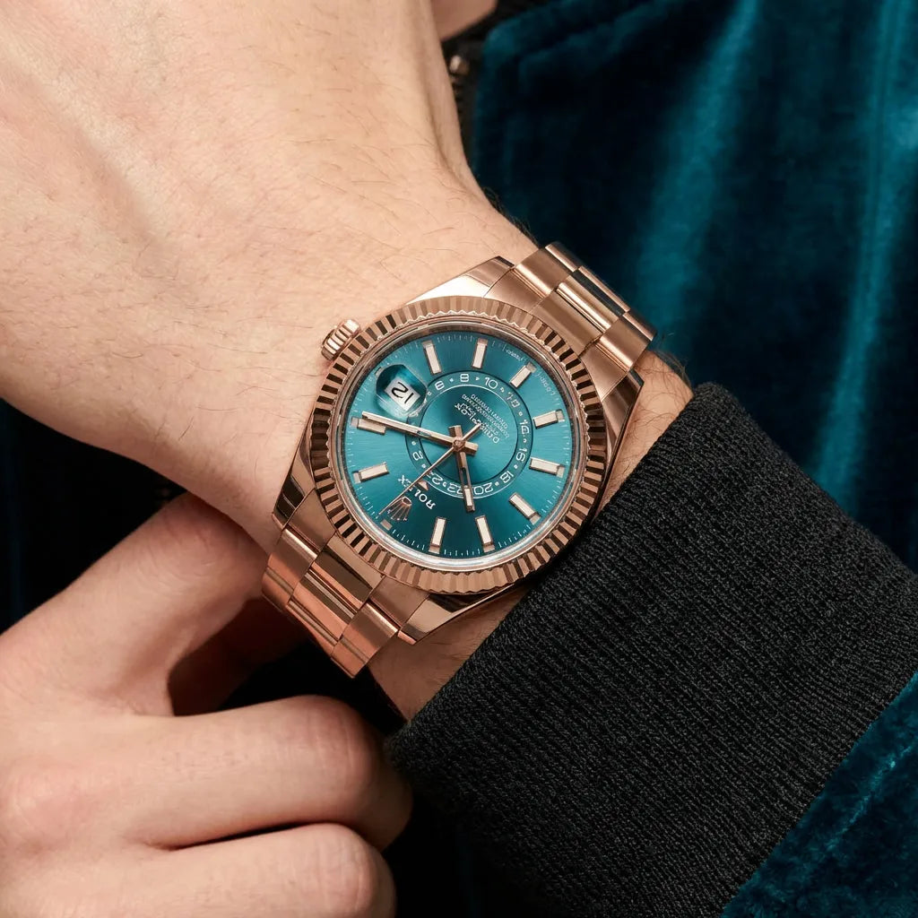 Sky Dweller Blue-Green Dial Oyster Men's Watch