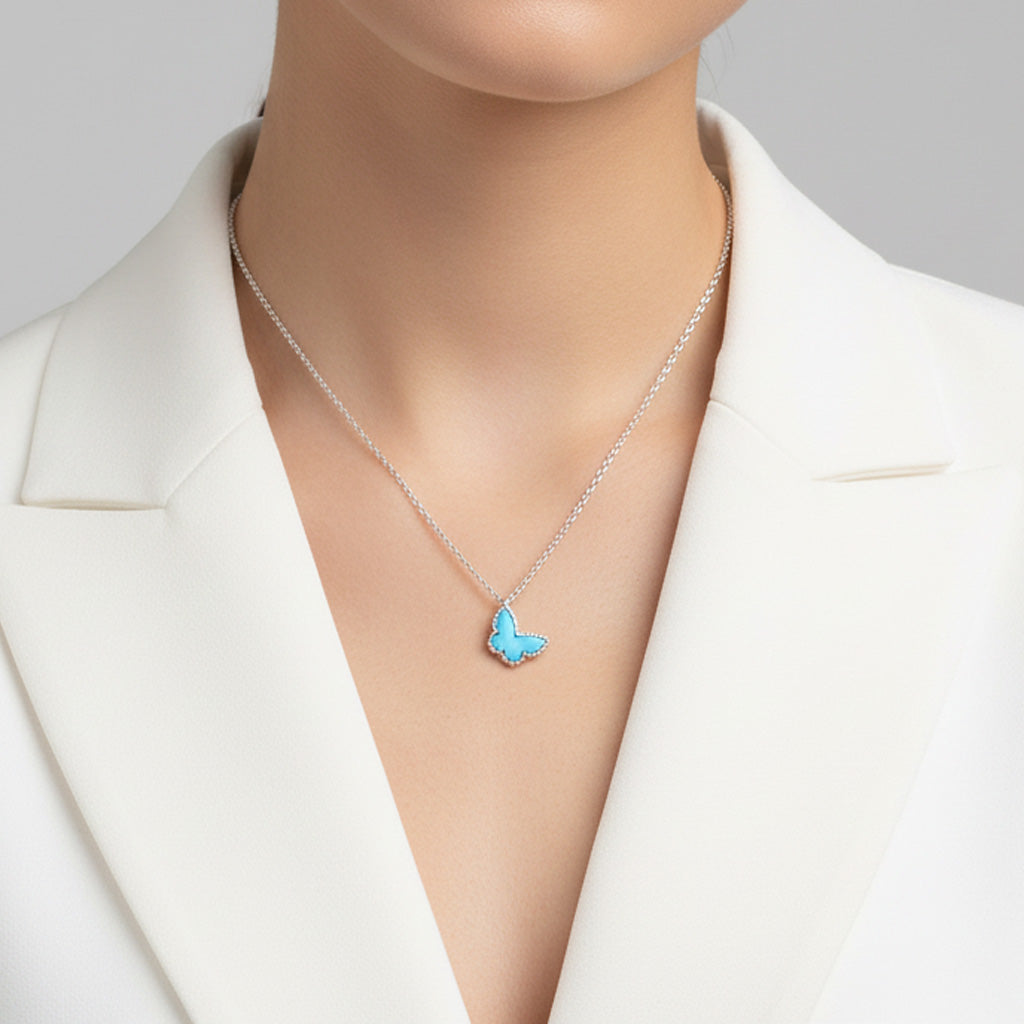 Sweet Alhambra Blue Butterfly Necklace