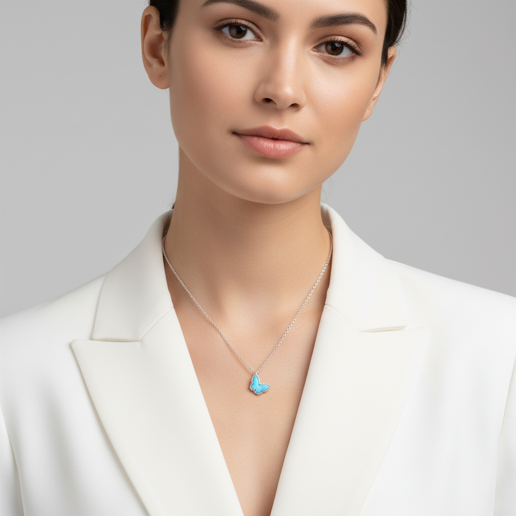 Sweet Alhambra Blue Butterfly Necklace