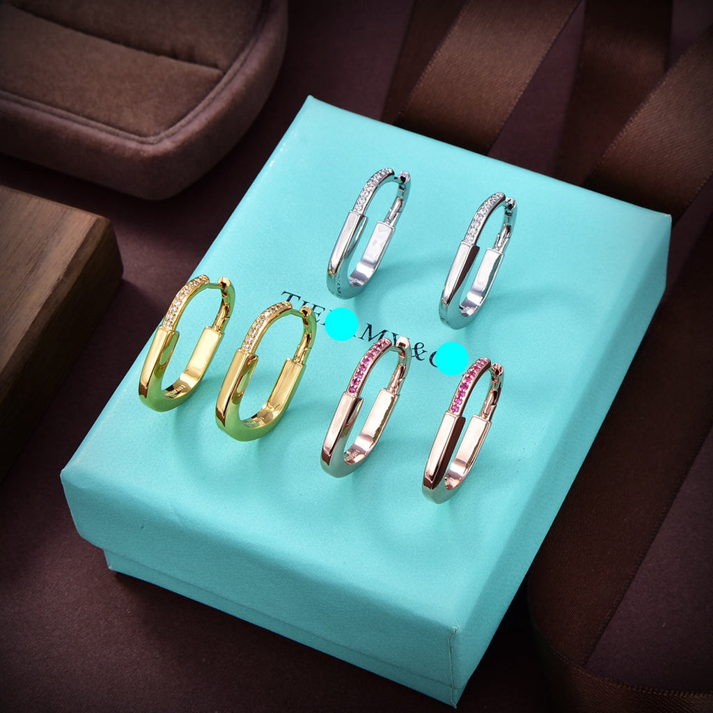 T Lock Medium Hoop Earrings