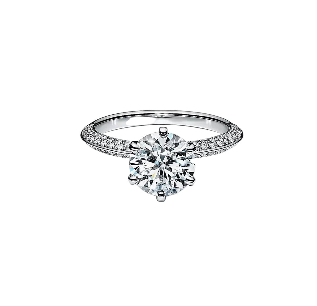 T Pavé Setting Engagement Ring