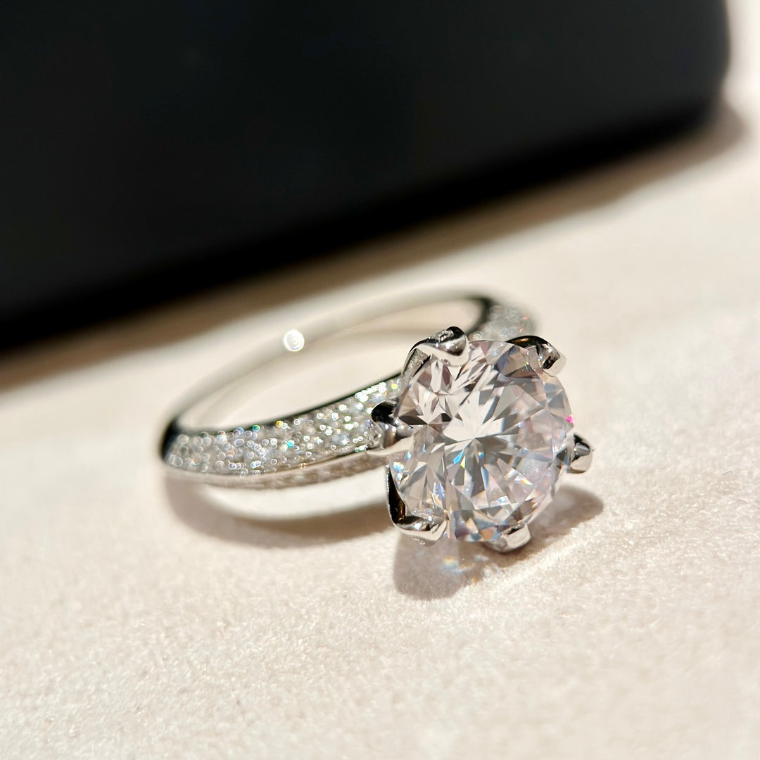 T Pavé Setting Engagement Ring