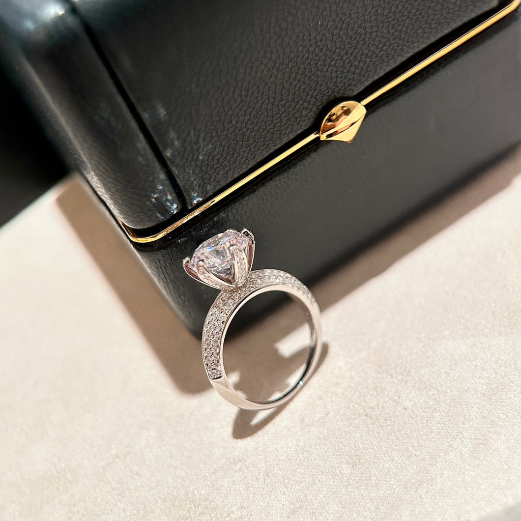T Pavé Setting Engagement Ring