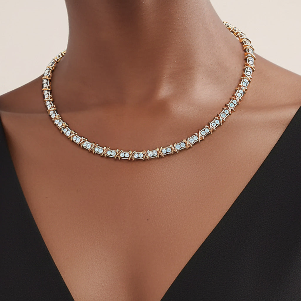 T Schlumberger Eighteen Stone Choker Necklace