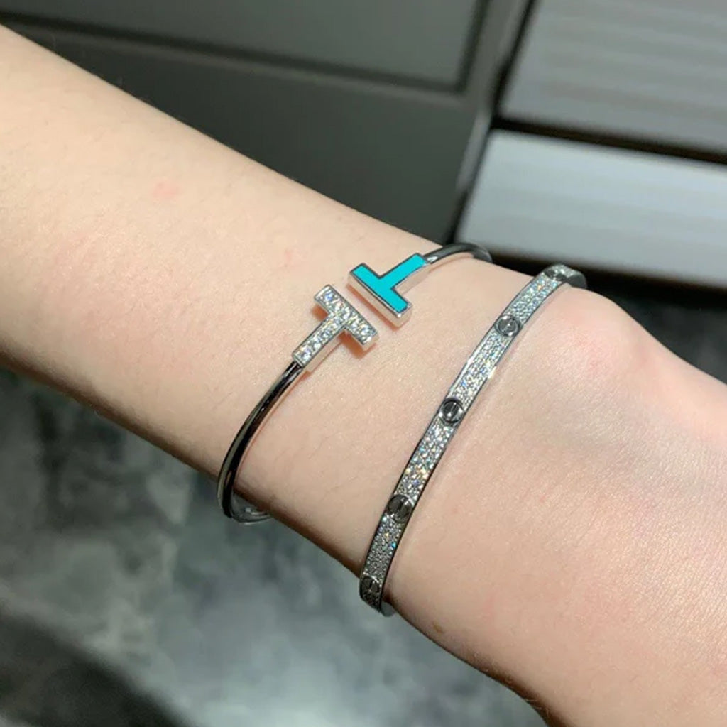 T Turquoise Wire Bracelet