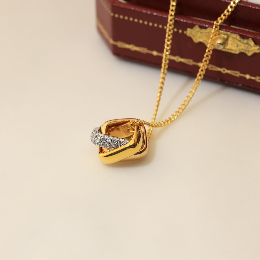 Trinity Cushion Pendant Necklace