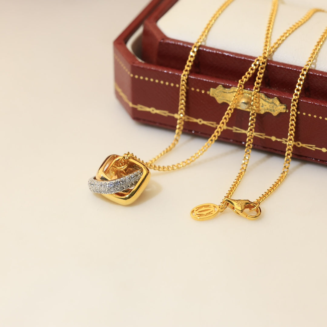 Trinity Cushion Pendant Necklace
