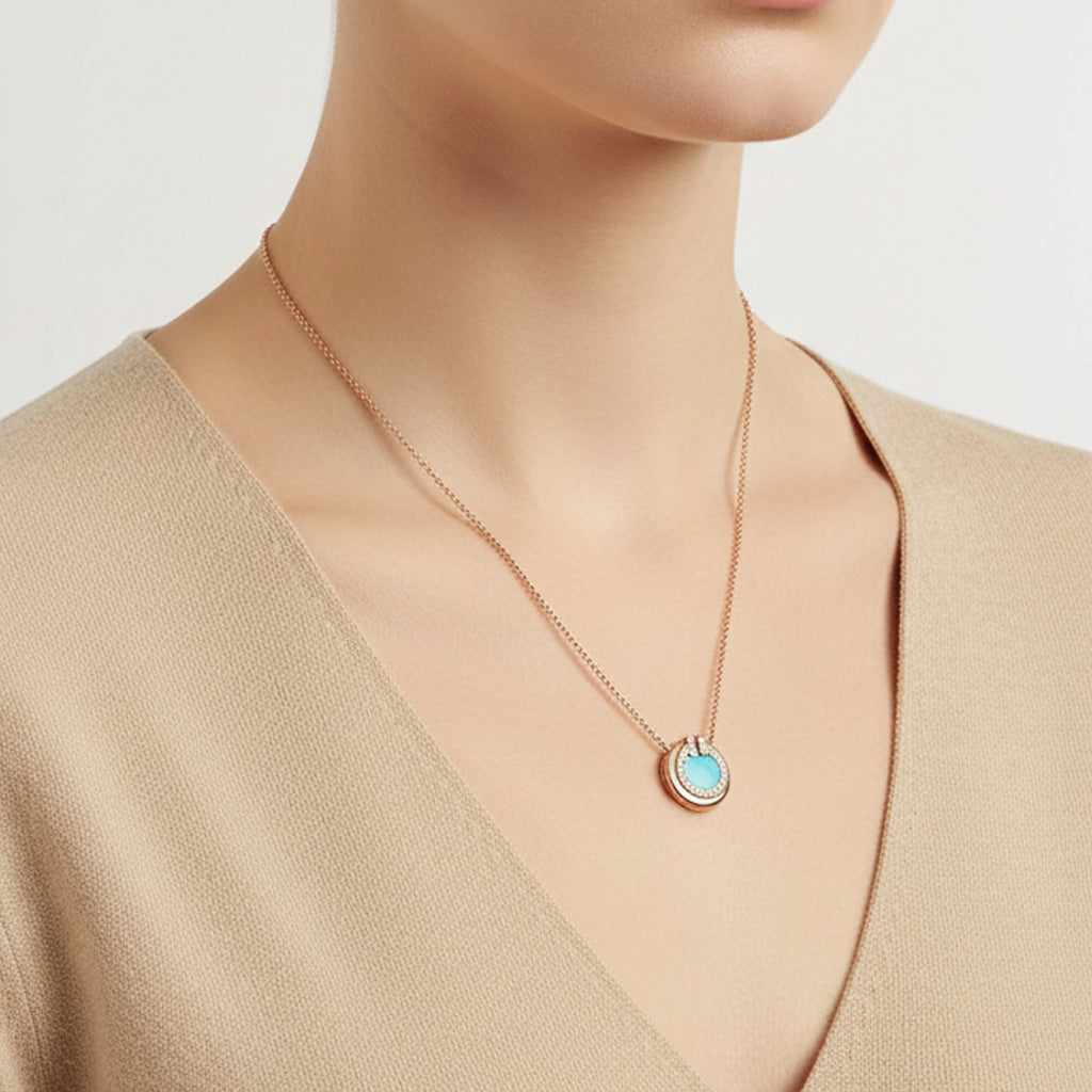 Turquoise Round Pendant Necklace