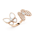 Two Butterfly Between The Finger Pearl Ring