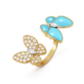 Two Butterfly Between The Finger Ring Turquoise