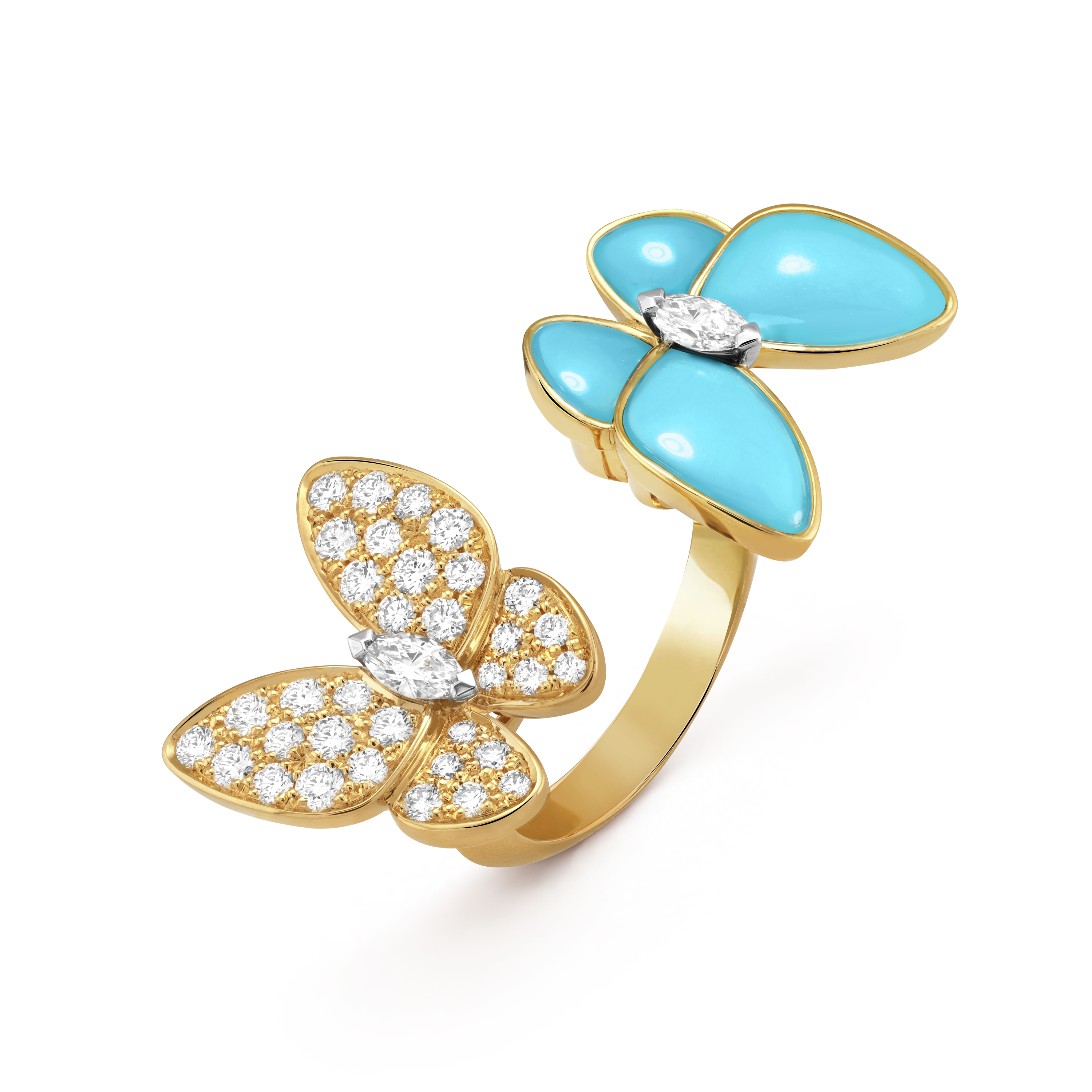 Two Butterfly Between The Finger Ring Turquoise