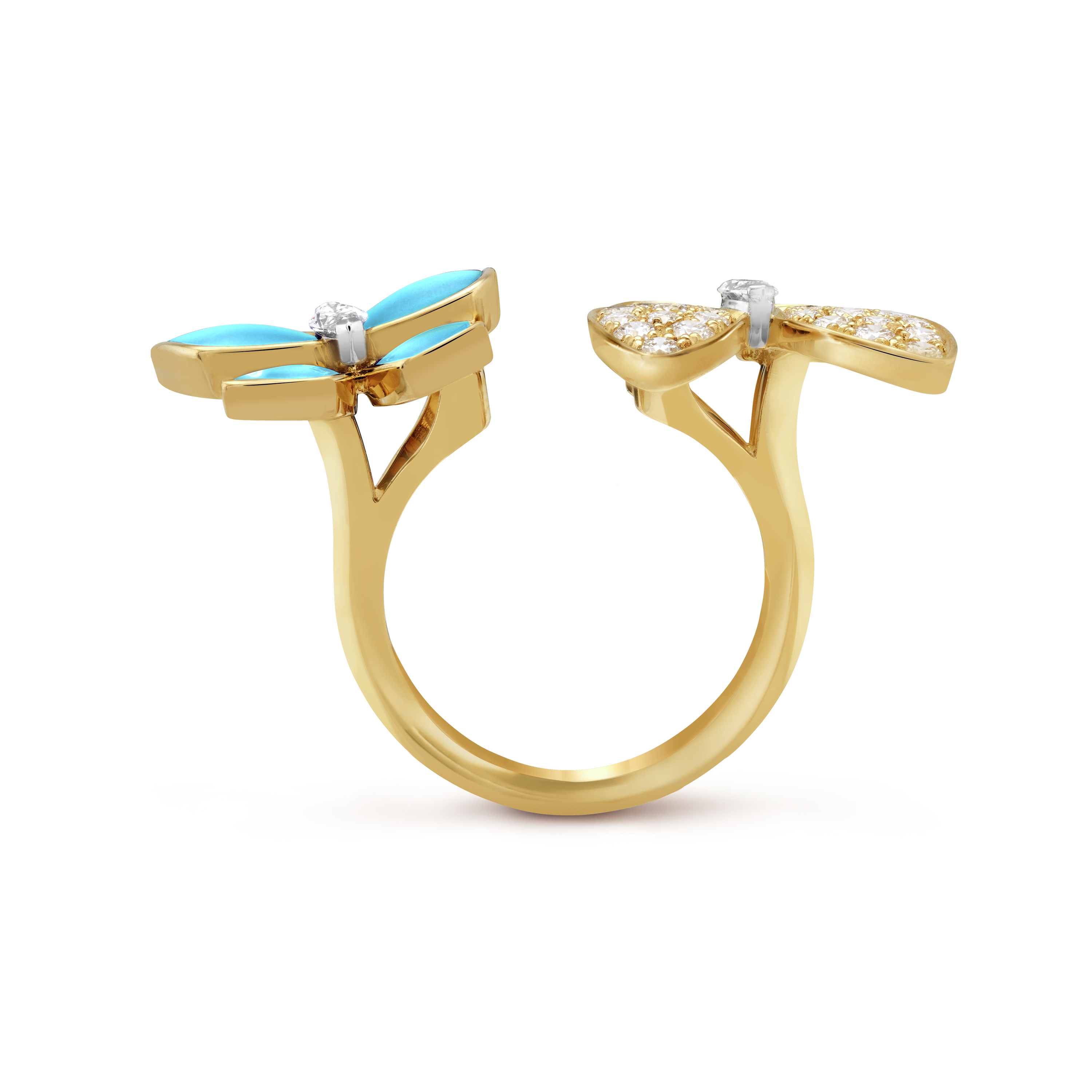Two Butterfly Between The Finger Ring Turquoise