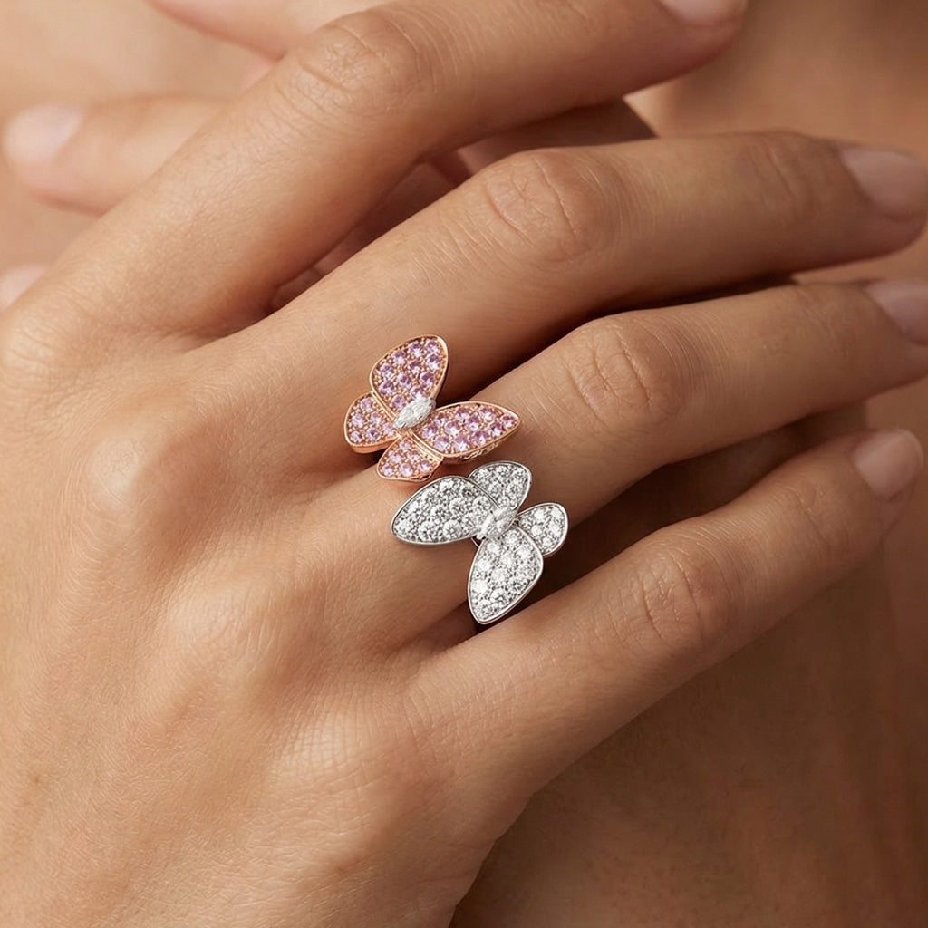 Two Butterfly Sapphire Ring