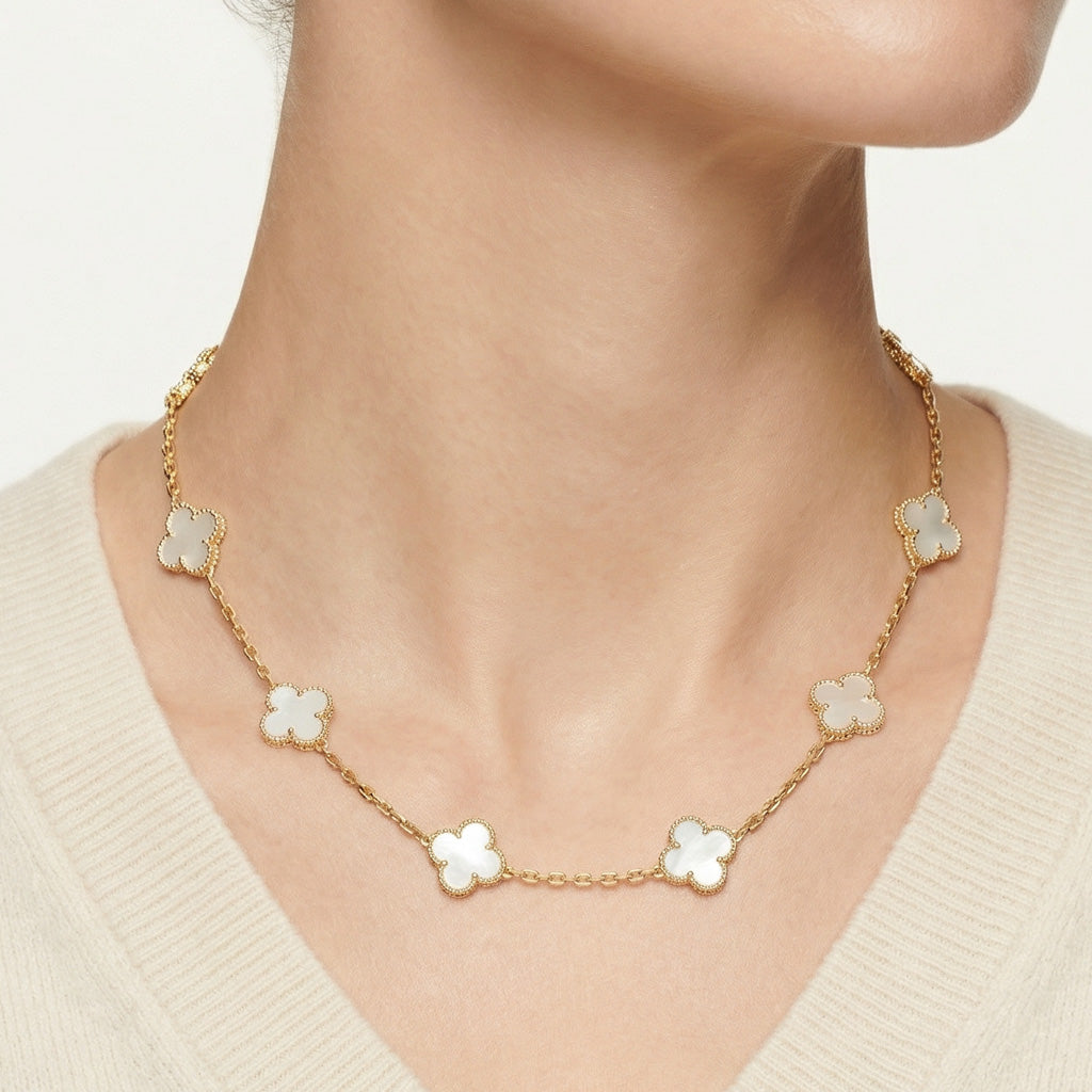 Vintage Alhambra 10 Motifs Necklace Mother Of Pearl