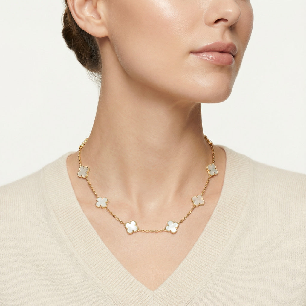 Vintage Alhambra 10 Motifs Necklace Mother Of Pearl