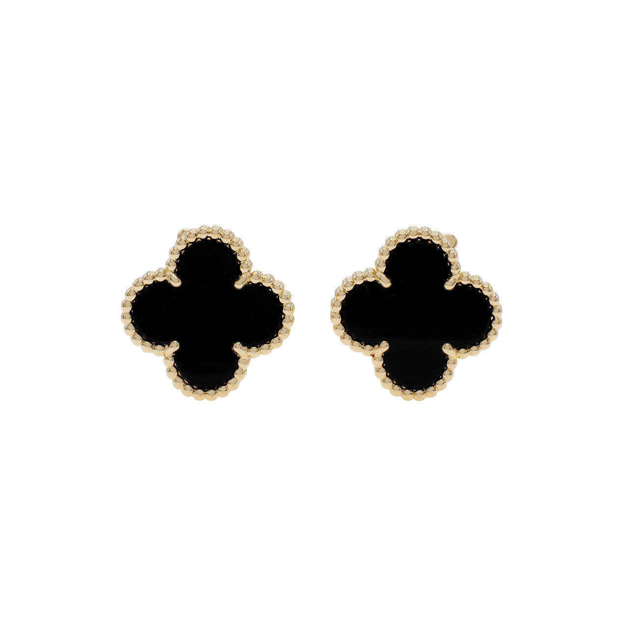 Vintage Alhambra Black Stone Earrings
