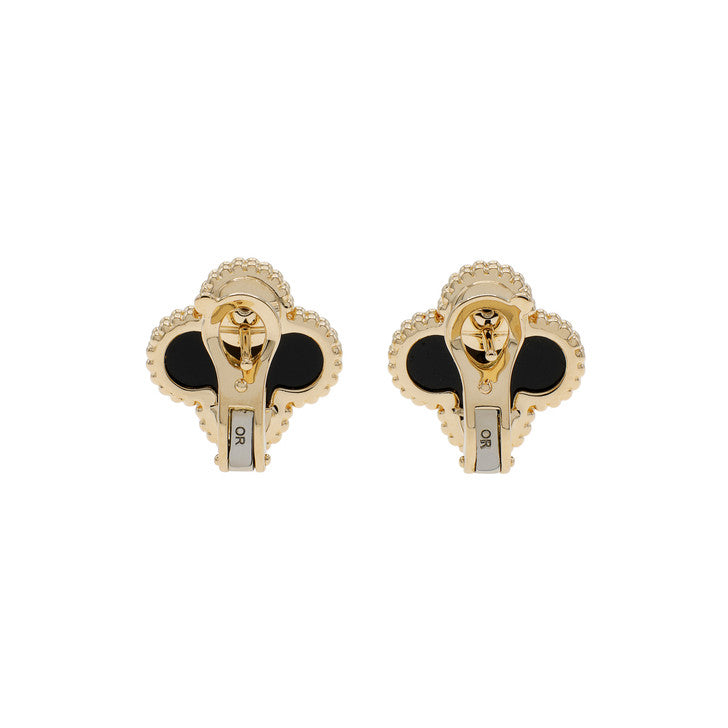 Vintage Alhambra Black Stone Earrings