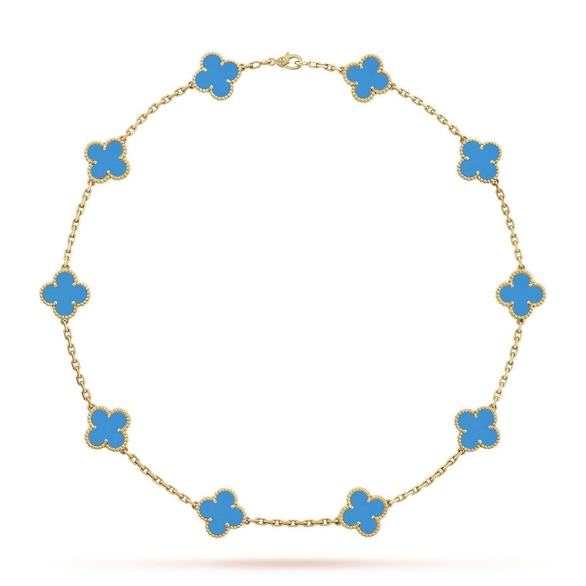 Vintage Alhambra Blue Agate 10 Motifs Necklace